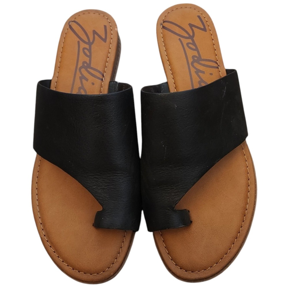 Zodiac Giada Black Leather Toe Loop Slide Sandals Womens 8.5M
